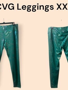 Constantly Varied Gear Teal Shimmery Snake-Print Leggings XXL